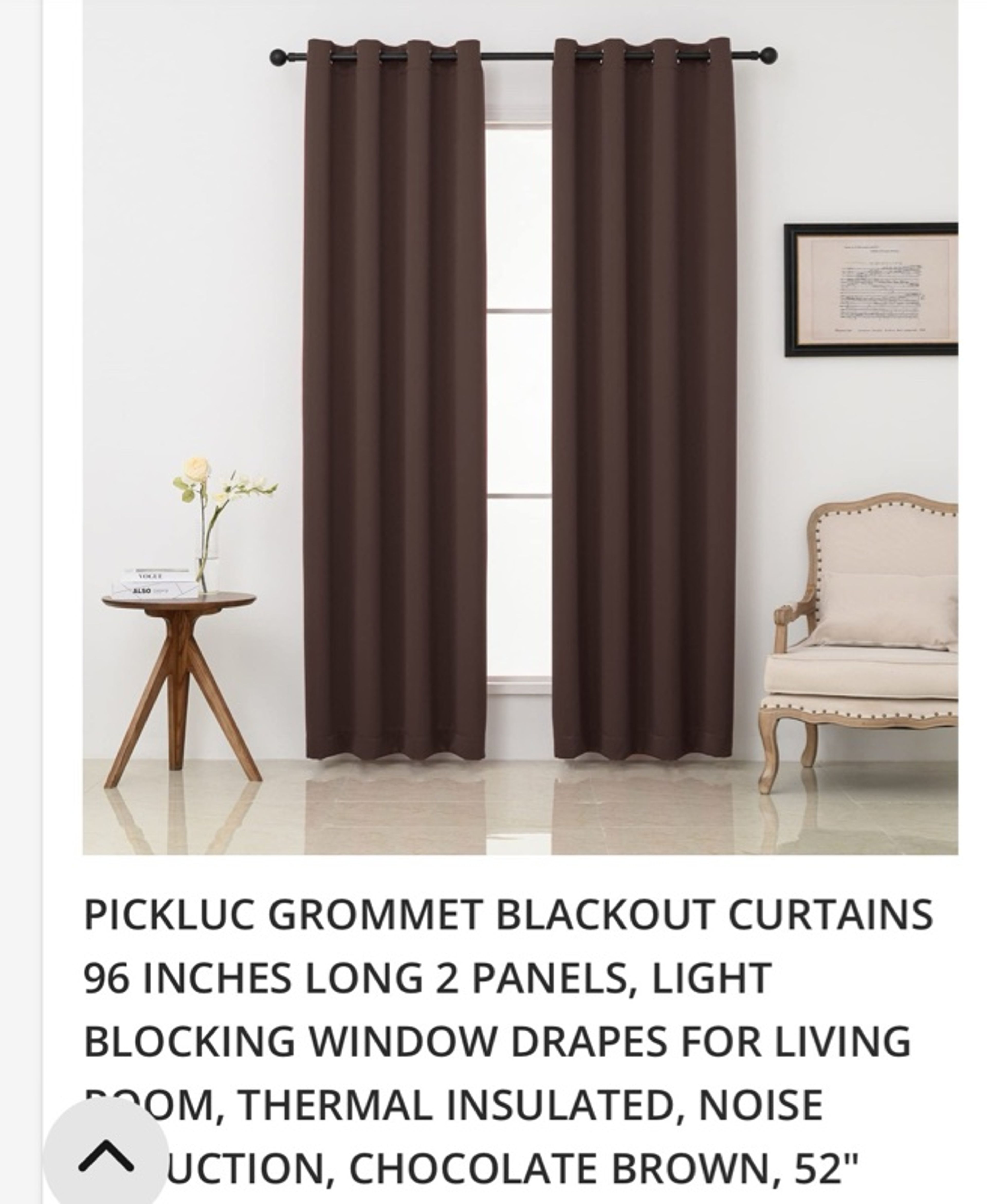 Pickluc Coffee Brown Grommet Blackout Curtain Panel