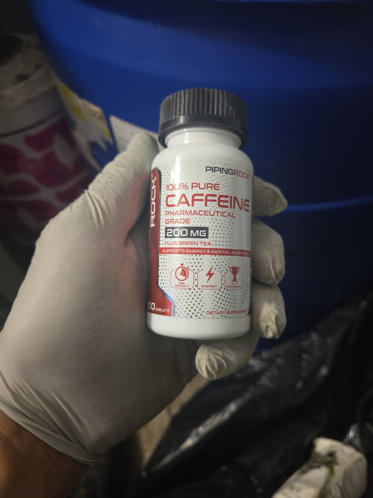 Piping Rock 100% Pure Caffeine 200 mg plus Green Tea 100 Tablets