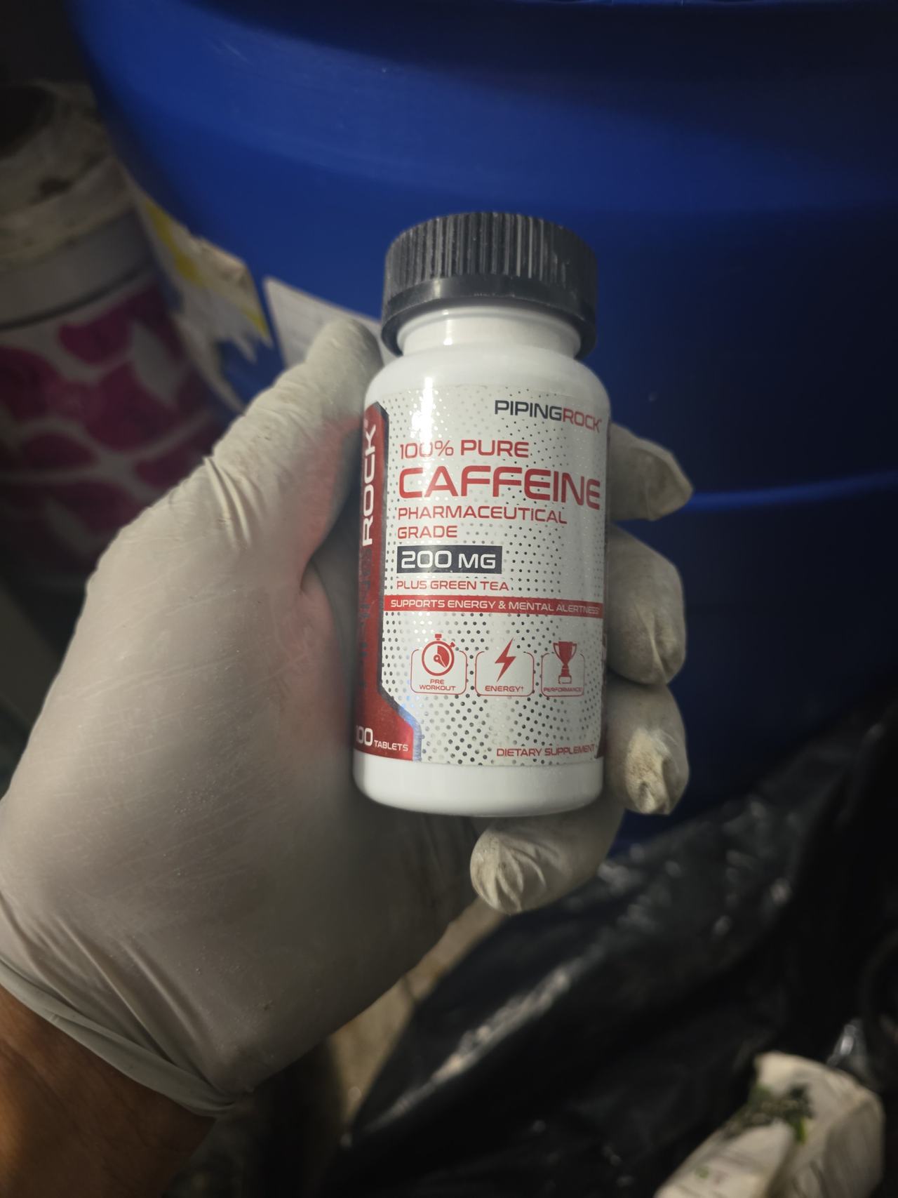 Piping Rock 100% Pure Caffeine 200 mg plus Green Tea 100 Tablets