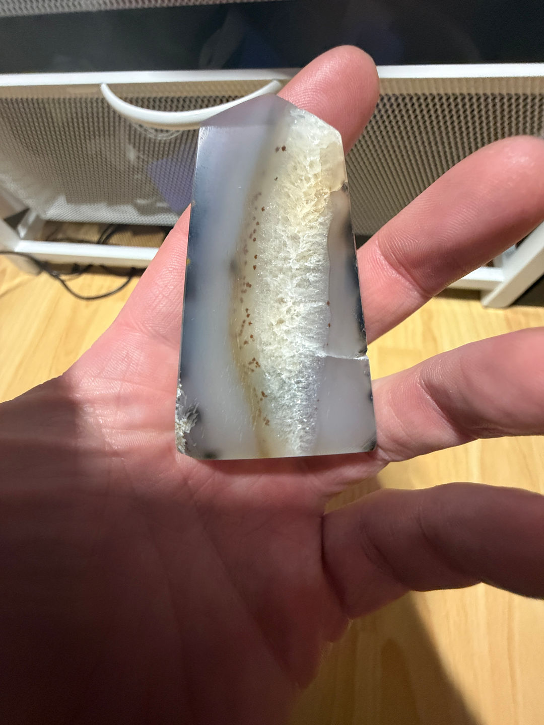 Moss Agate Crystal Tower Point