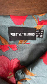 PrettyLittleThing Floral Satin Button Up Shirt SIZE 6 - Image 2