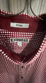 Express Fitted Gingham Dress Shirt Red white dots XL 17-17 1/2 - Image 2
