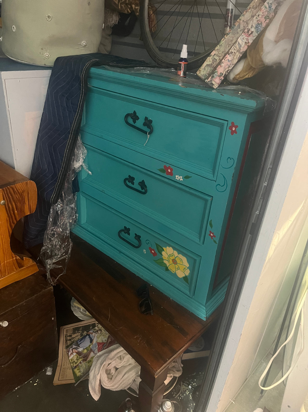 Vintage Painted 3-Drawer Nightstand