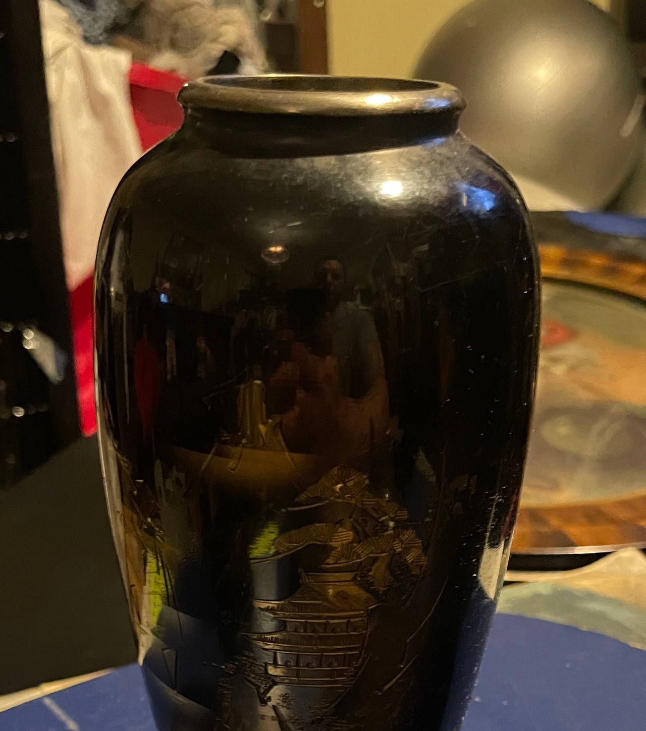 Vintage Japanese Bronze Mixed Metal Vase