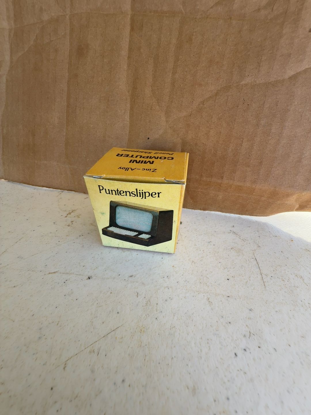 Vintage Miniature Metal Pencil Sharpener – Retro Computer Design