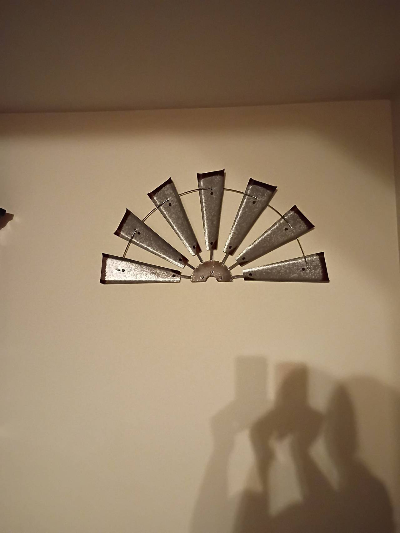 Set of 24in Galvanized Metal Half Windmill Wall Decor