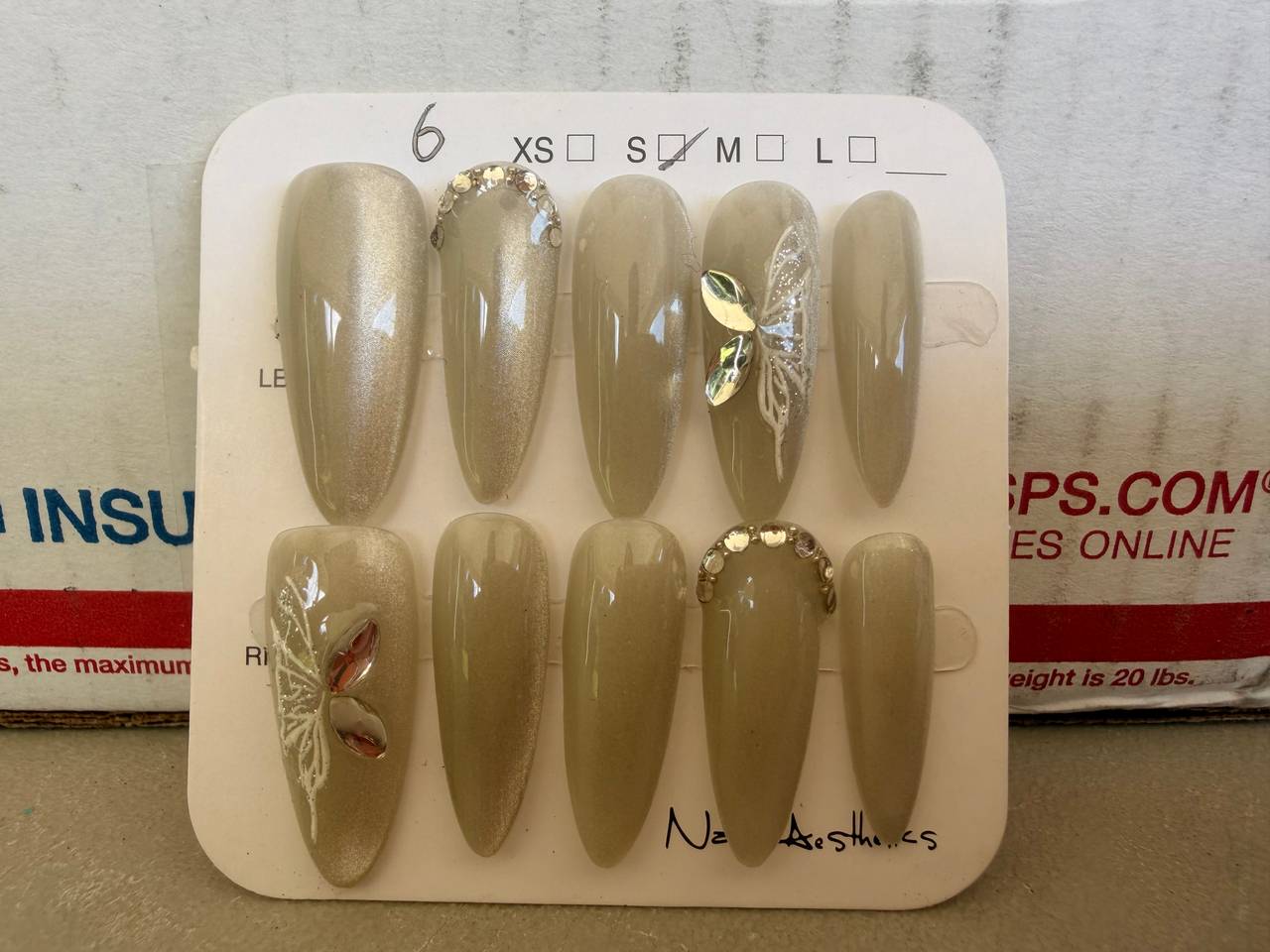 Nail Aesthetics Custom Press-On Nails Butterfly Design