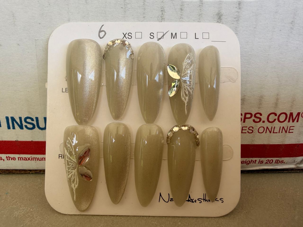Nail Aesthetics Custom Press-On Nails Butterfly Design