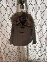 VICI Grey Faux Fur Hooded Toggle Coat - Image 1