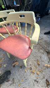 Vintage Spindle Back Captain's Chairs with Padded Seats - Image 3