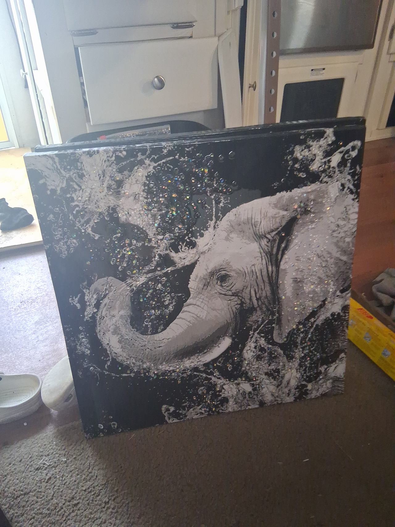 Z Gallerie Elephant Splash Wall Art with Crystals