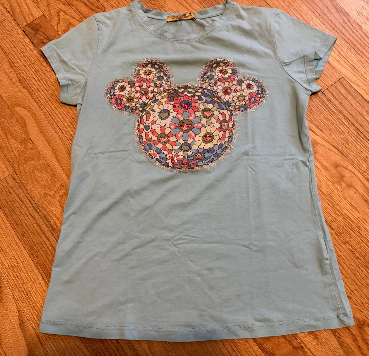 Vinizbena Floral Graphic T-Shirt Mickey Mouse Graphic T-Shirt
