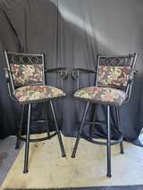 Metal Swivel Bar Stools with Tapestry Upholstery - Image 2