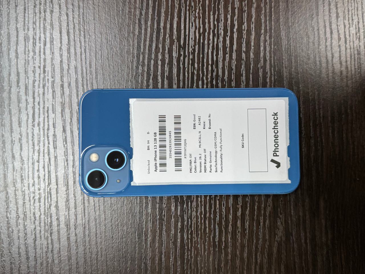 Apple iPhone 13 128GB Blue Unlocked 94% Battery