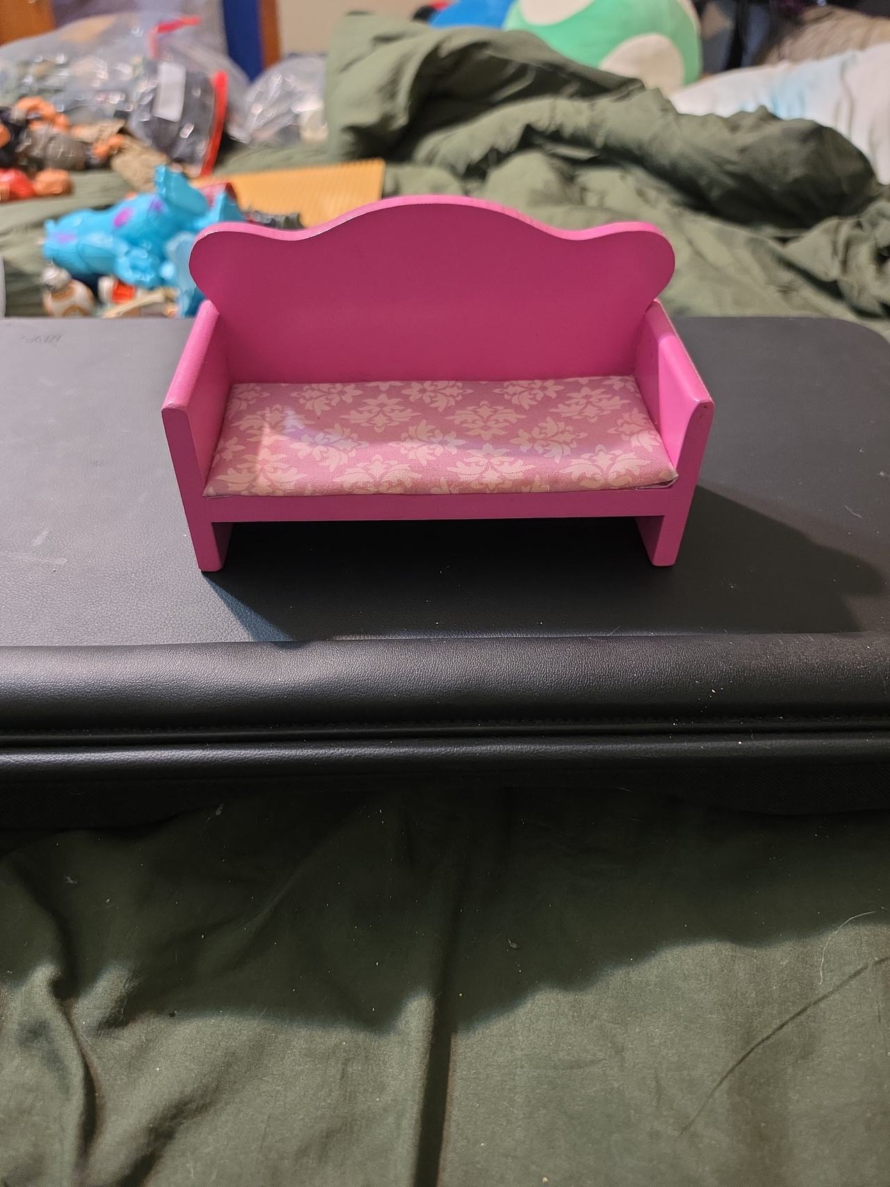 Pink Wooden Dollhouse Sofa