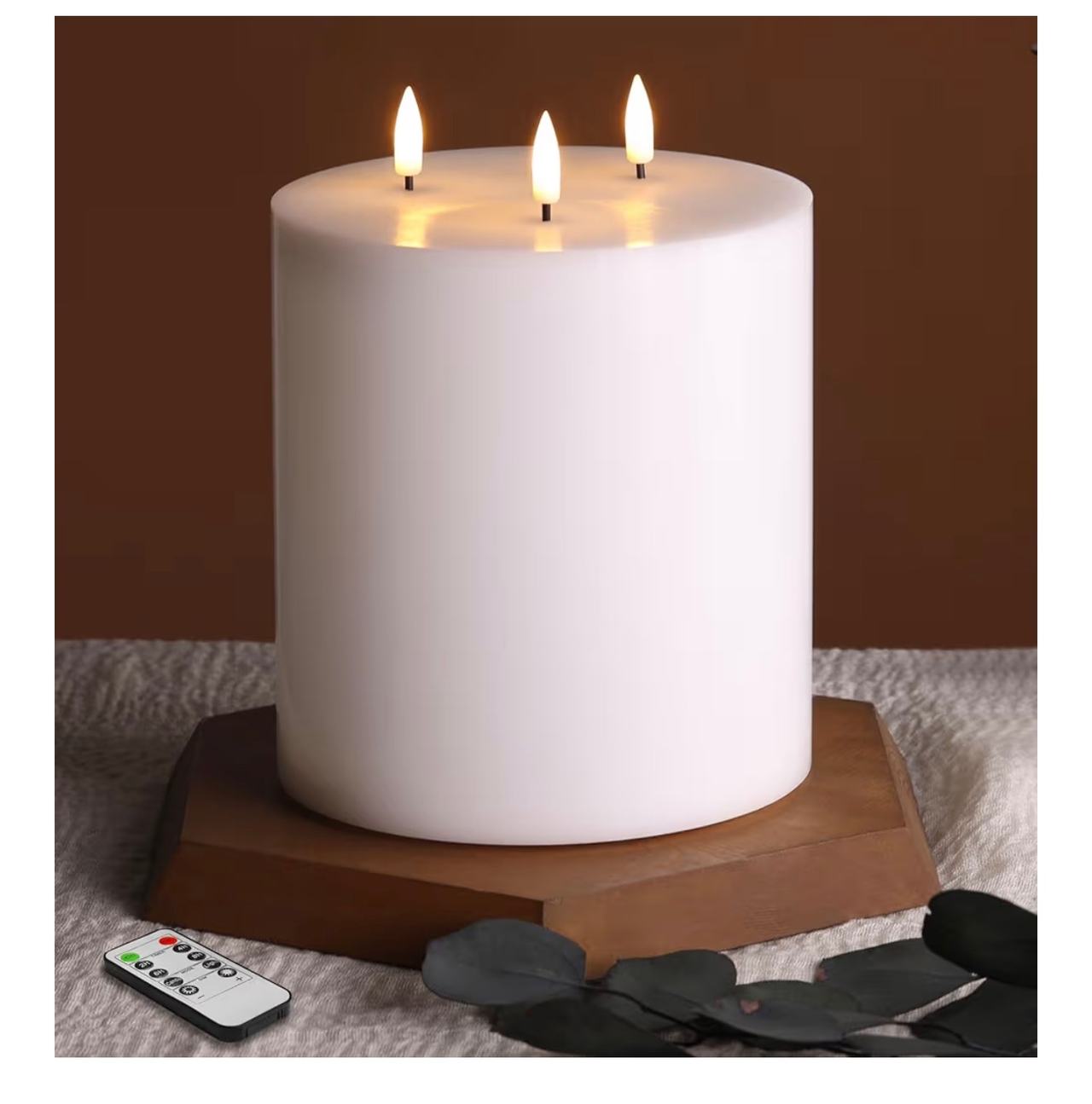 Large 6x6 3-Wick Flameless LED Pillar Candle with Remote