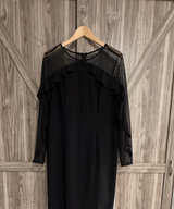 R & M Richards Black Mesh Ruffle Long Sleeve Dress women’s size 16 - Image 1