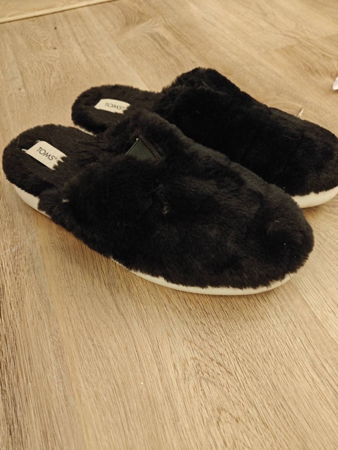 TOMS Alpargata Mallow Mule Black Faux Fur Slippers