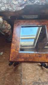 Rustic Wood and Metal End Tables with Glass Inset - Image 7