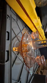 Depression Glass Candle Holders and Vase Set - Image 2