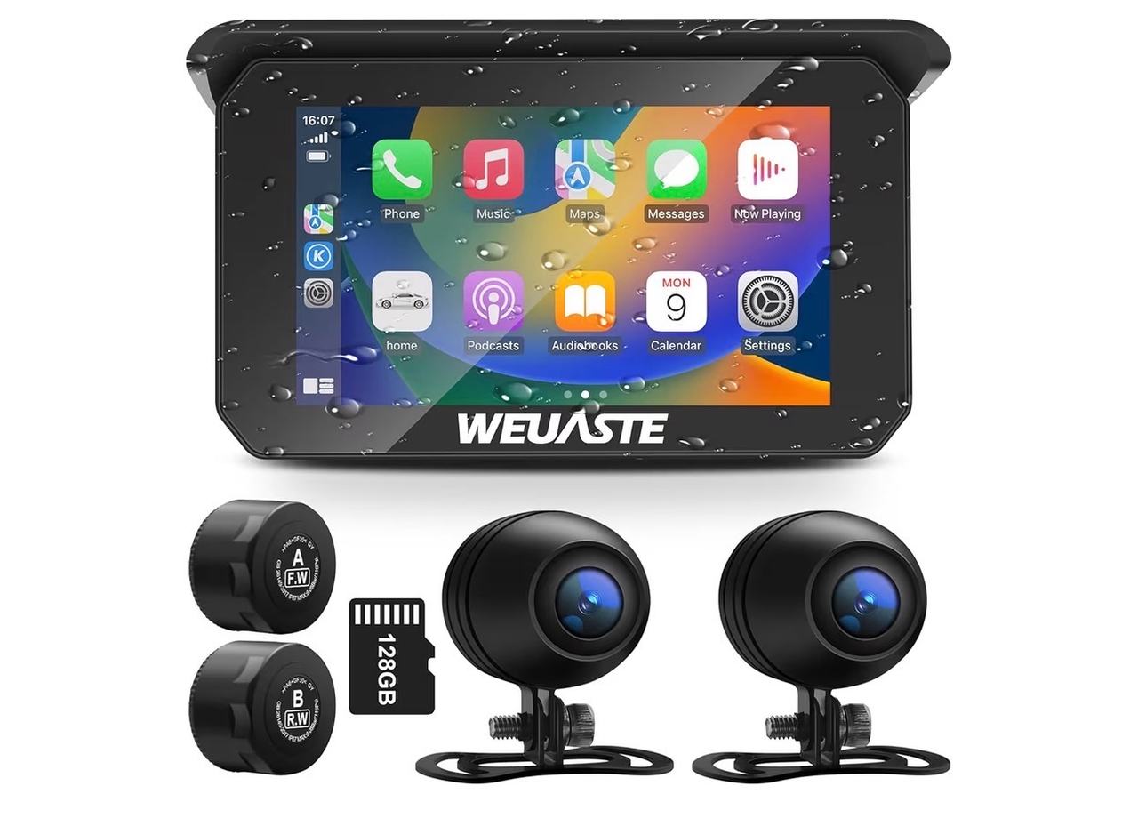 WEUIASTE Motorcycle Dash Cam with CarPlay/Android Auto