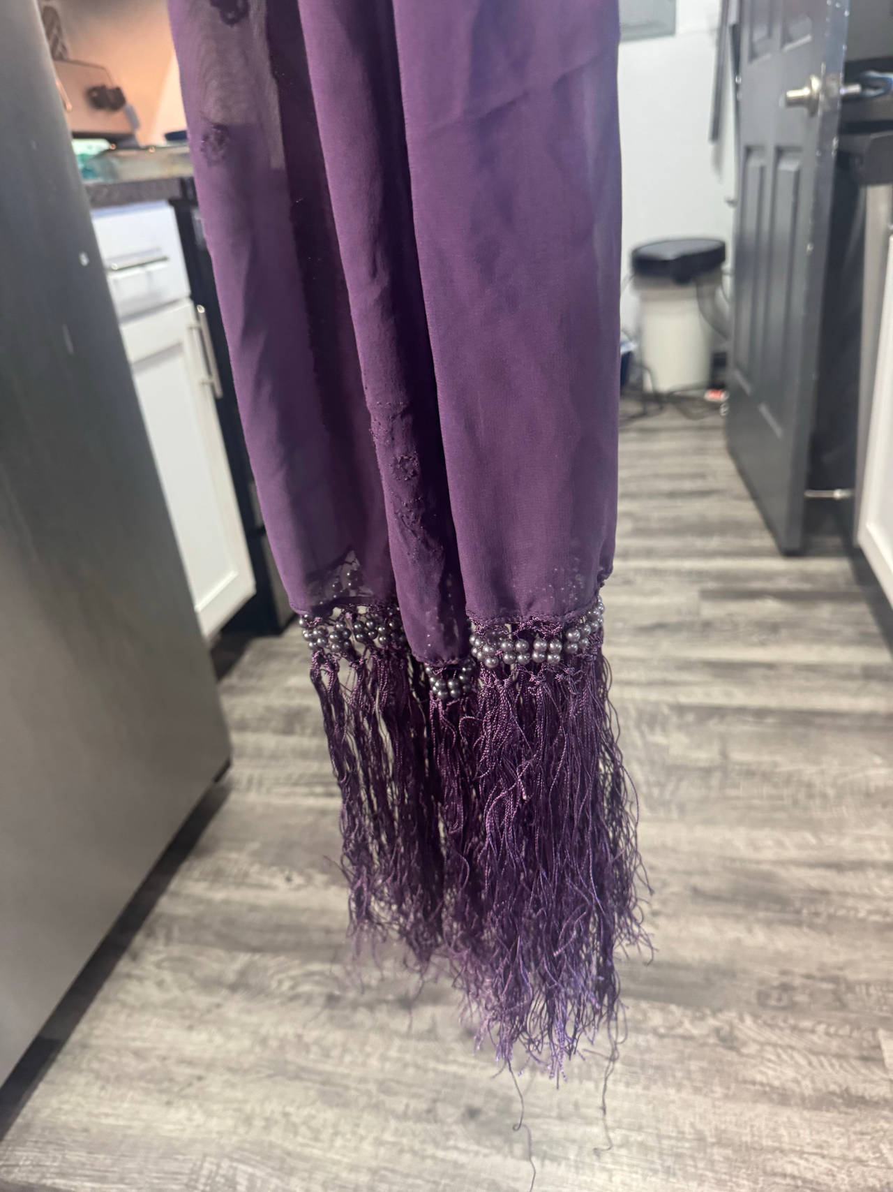Sue Wong Nocturne Silk Beaded Fringe Wrap Scarf
