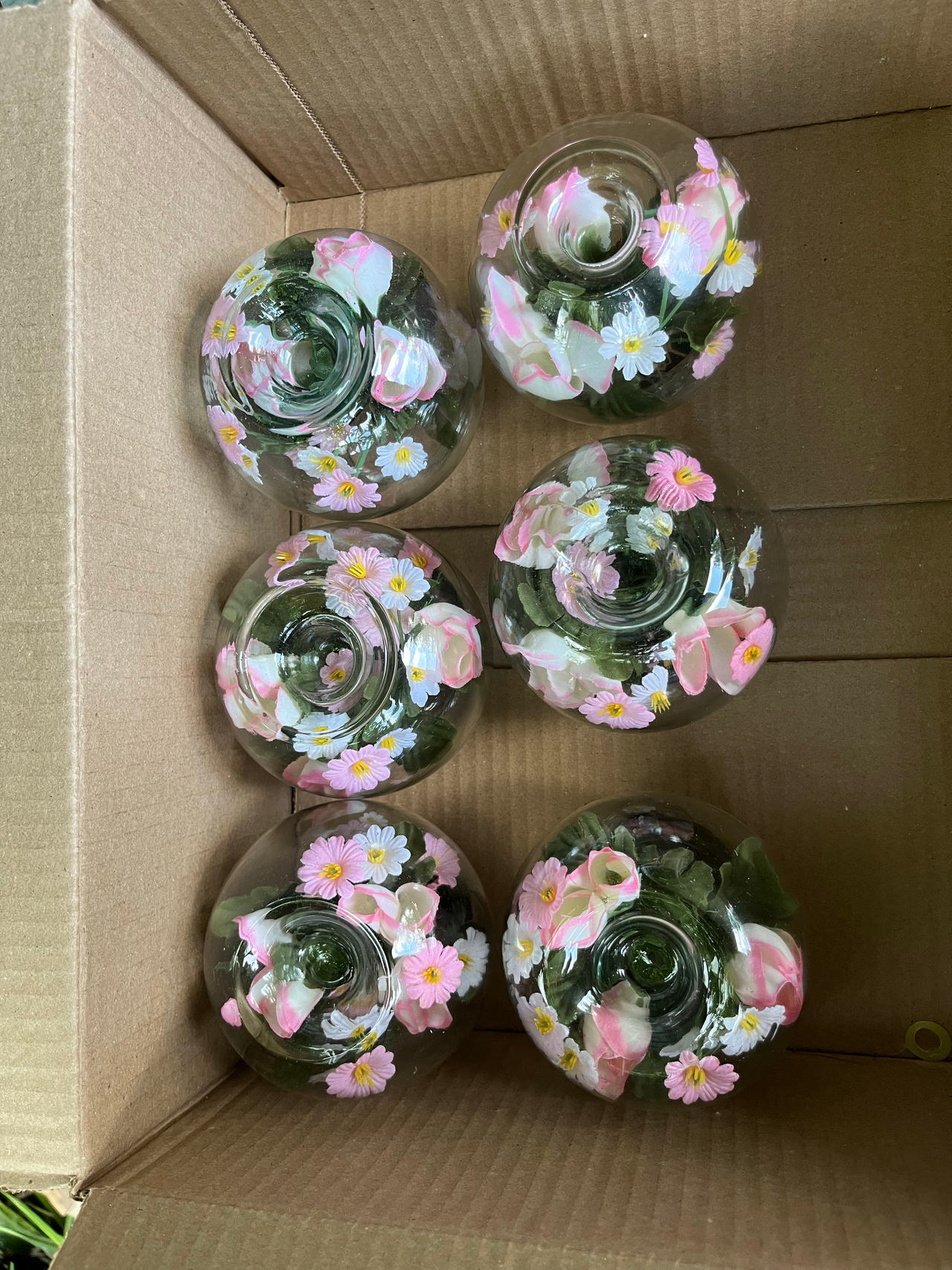 Hand Painted Glass 6 Candle Holders perfect for weddings birthdays table’s decor