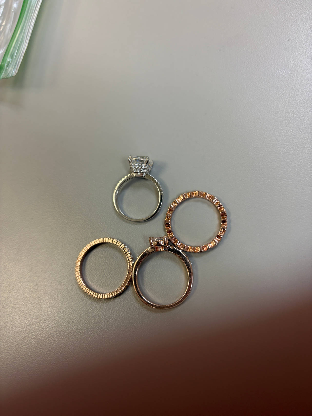 Diamond Engagement Ring and Eternity Bands Set