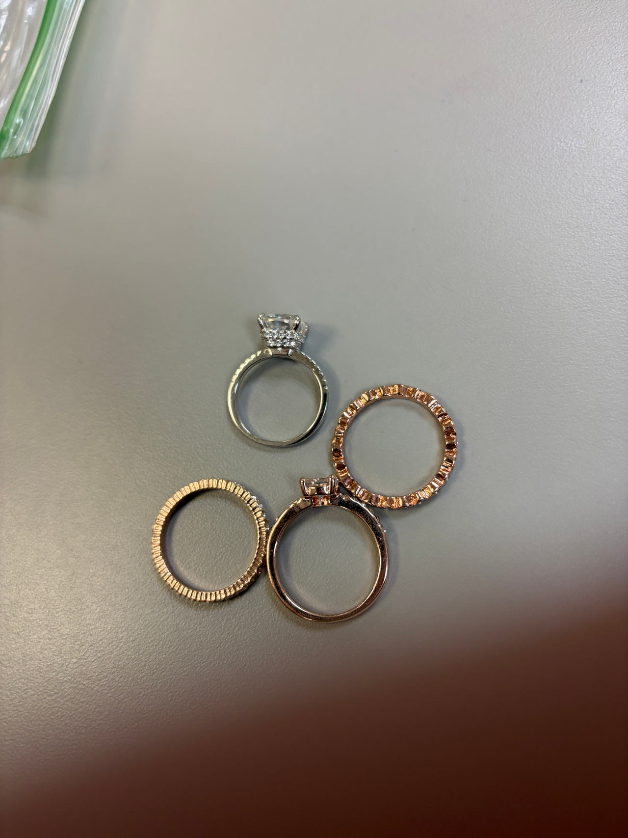 Diamond Engagement Ring and Eternity Bands Set