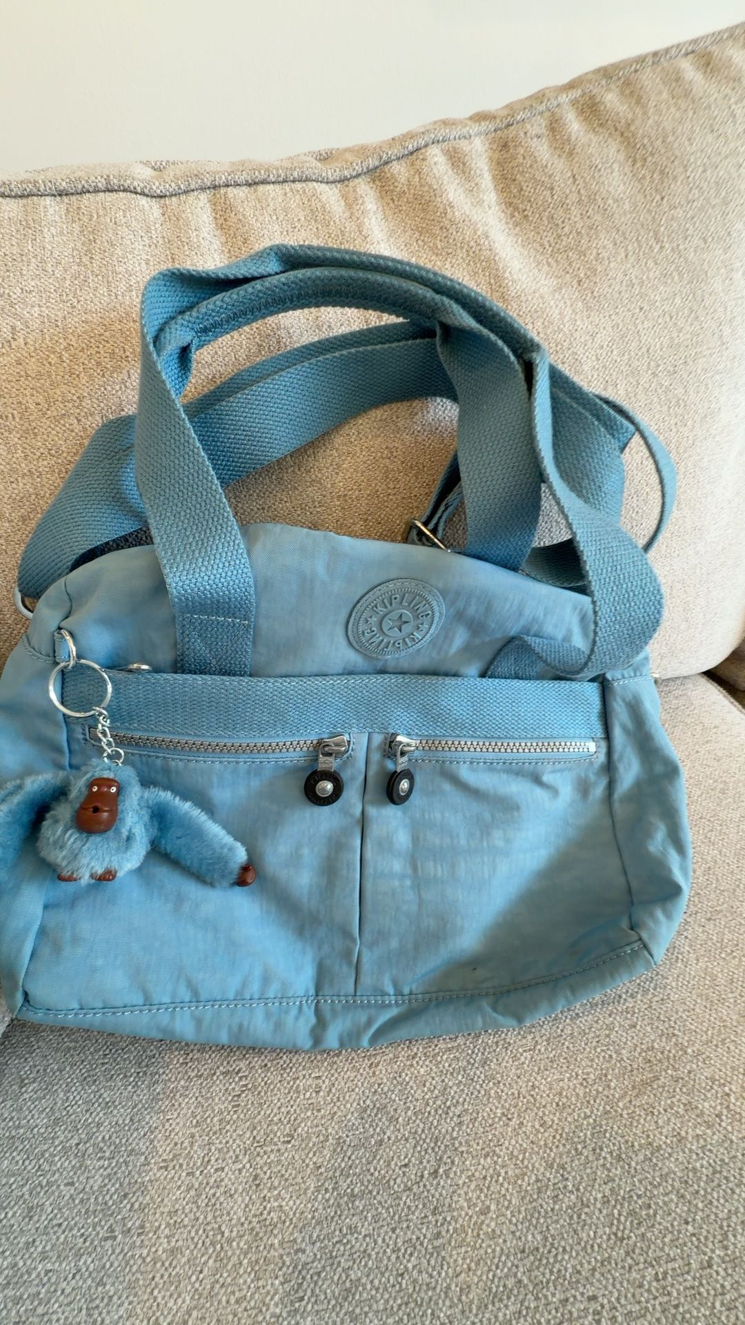 Kipling Blue Shoulder Bag Handbag with Ape 