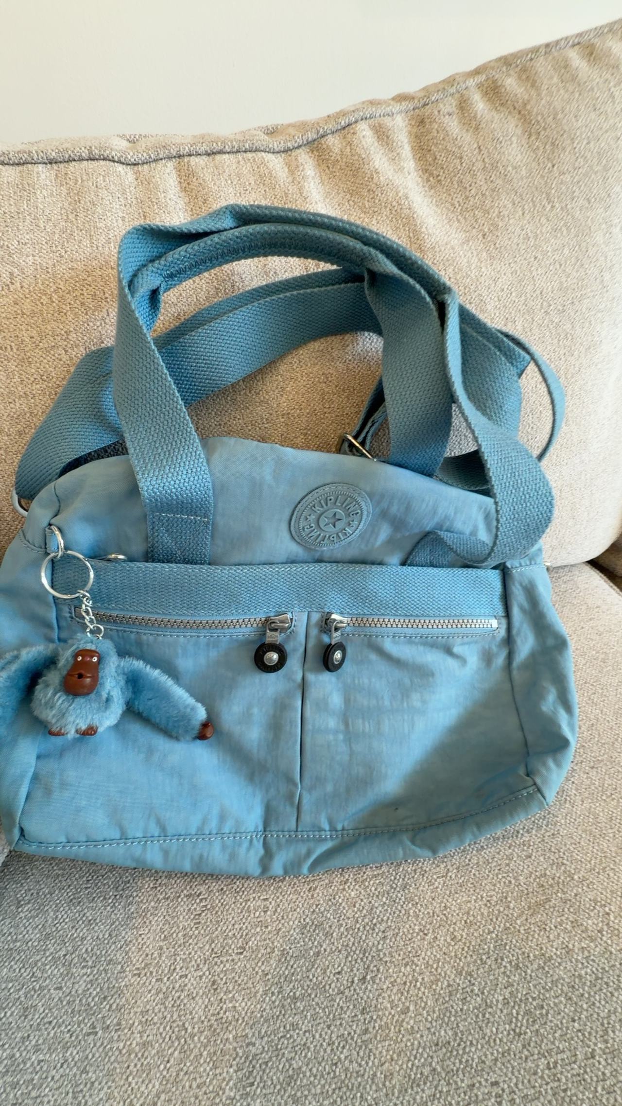 Kipling Blue Shoulder Bag Handbag with Ape 