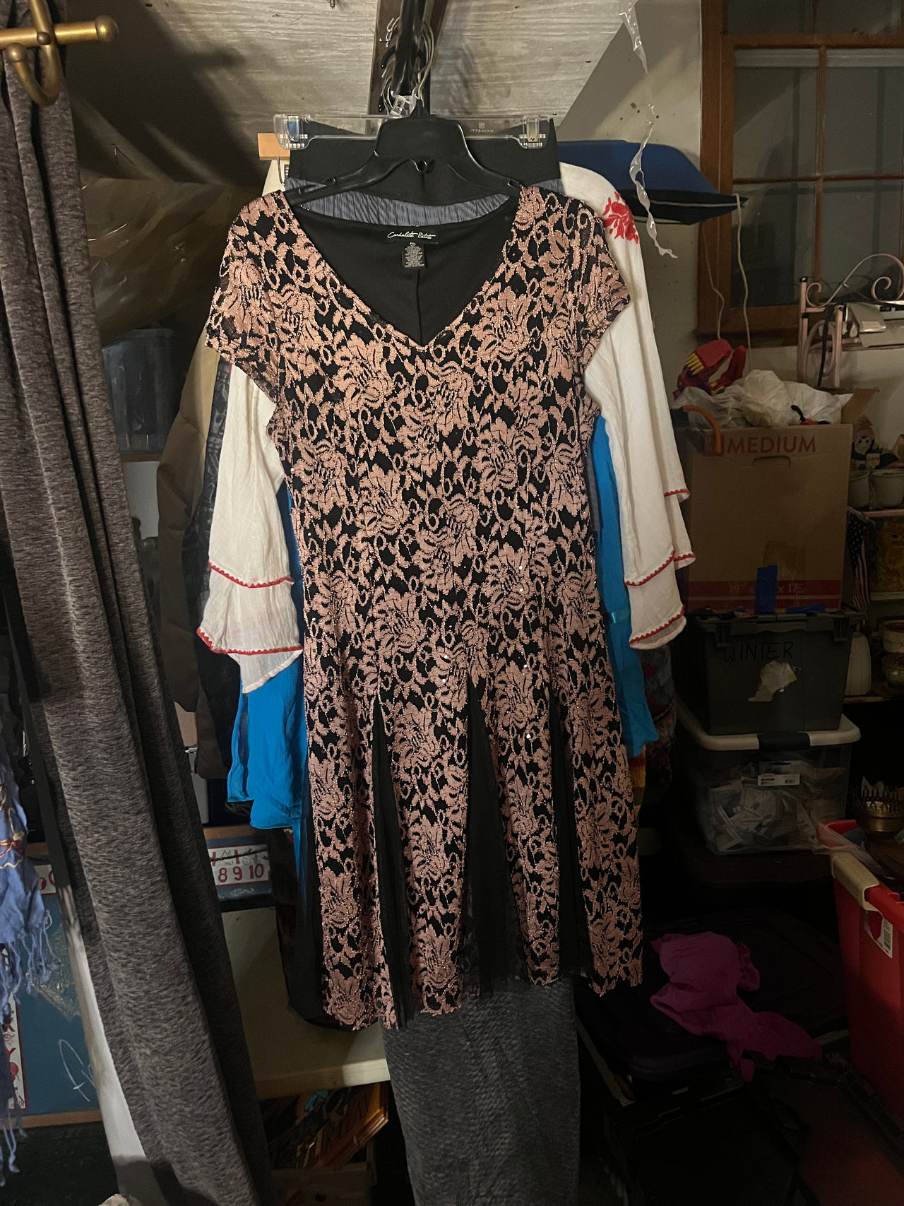 Candalite Petite Apparel Lace Overlay Dress women’s Size PXL