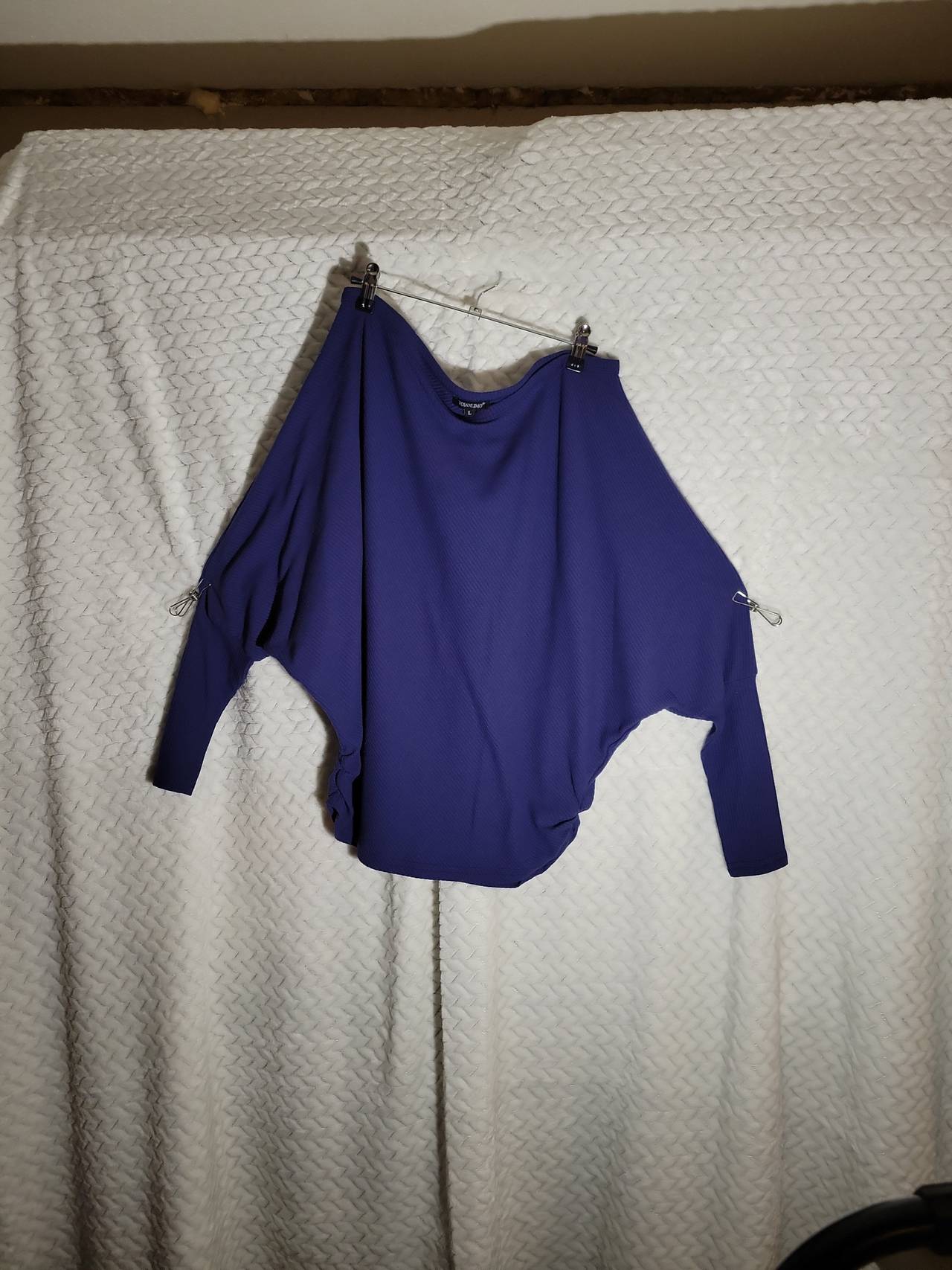 Voianlimo Women's Batwing Sleeve Ribbed Top sz L