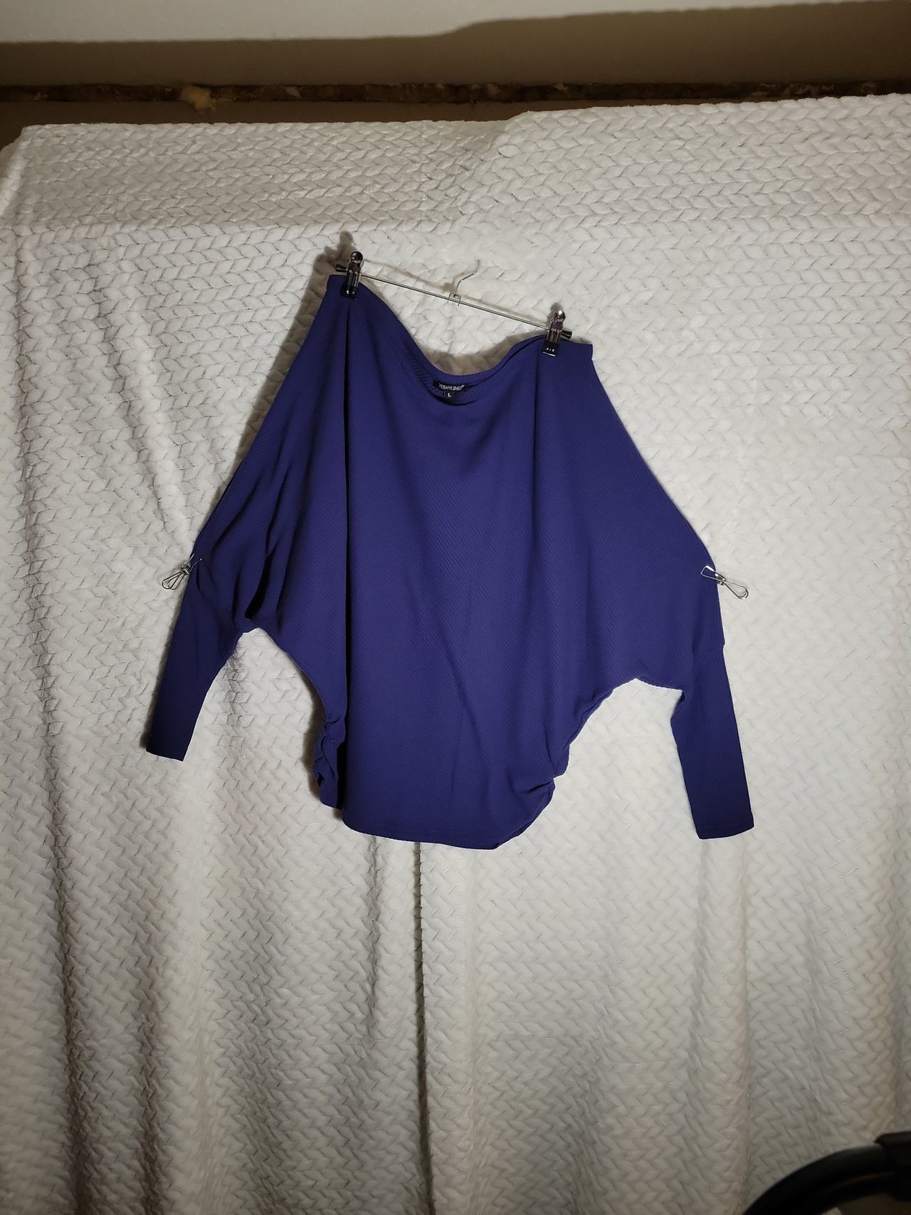 Voianlimo Women's Batwing Sleeve Ribbed Top sz L