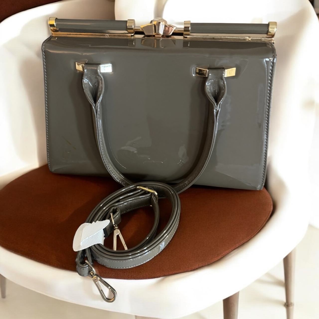 Patent Leather Structured Handbag