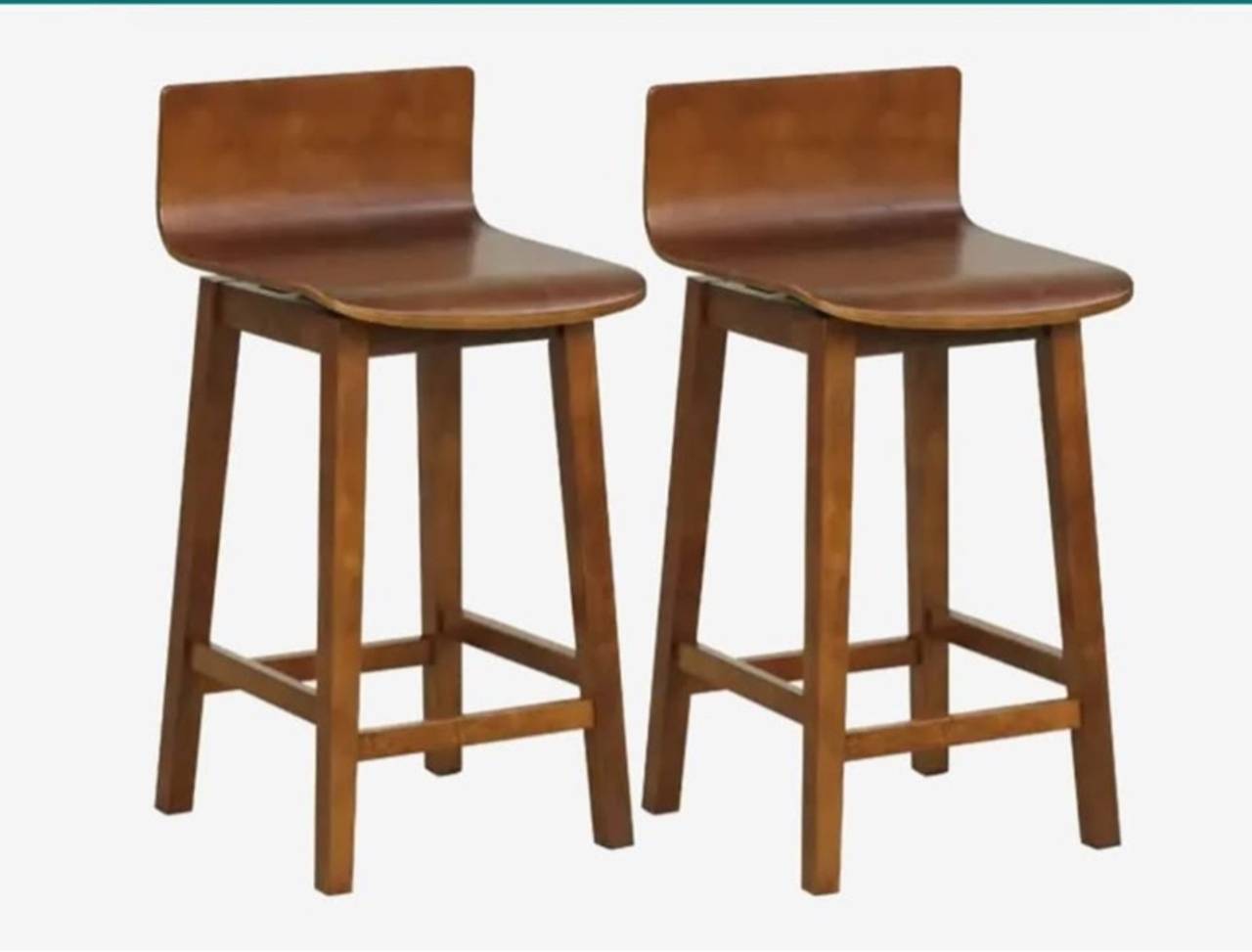 Costway 24.5" Brown Wood Bar Stools Set of 2