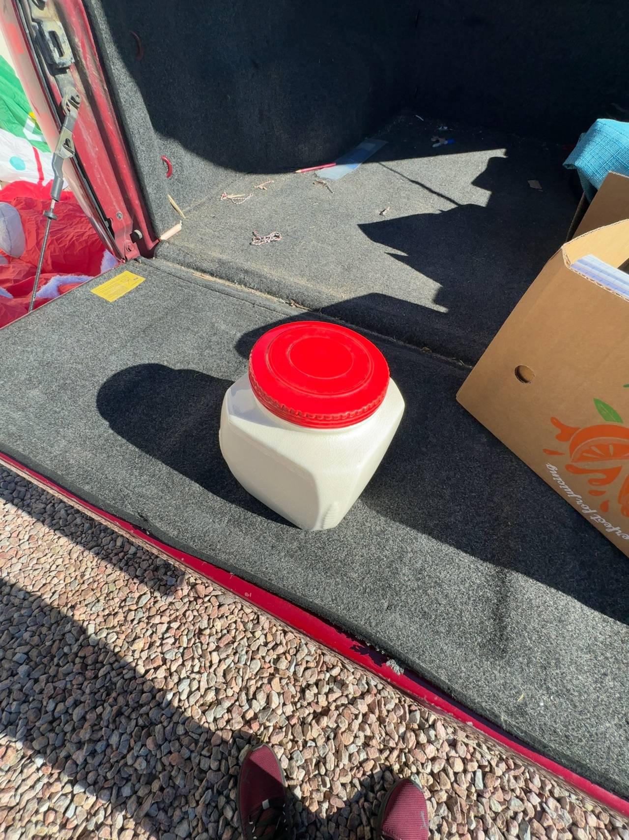 SCM Home Stoneware Cookie Jar White with Red Lid
