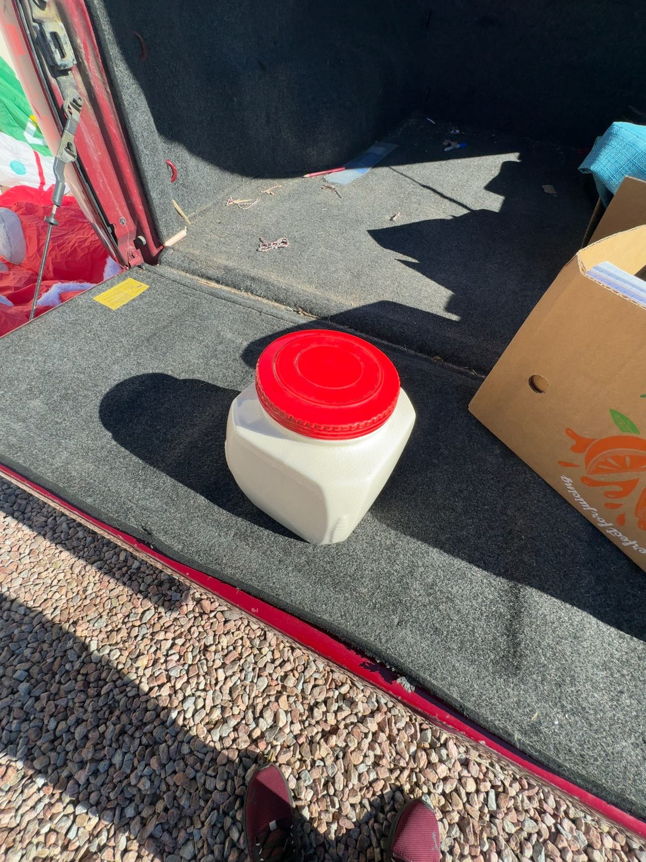SCM Home Stoneware Cookie Jar White with Red Lid