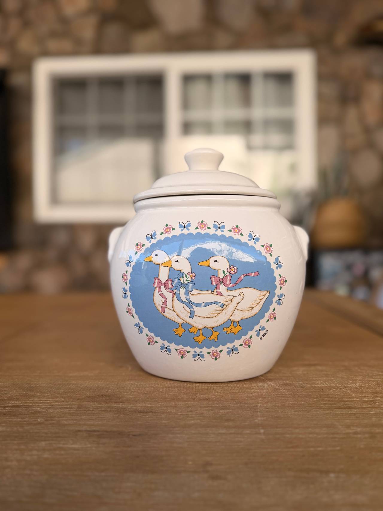 B&D Country Geese Ceramic Cookie Jar Cottagecore