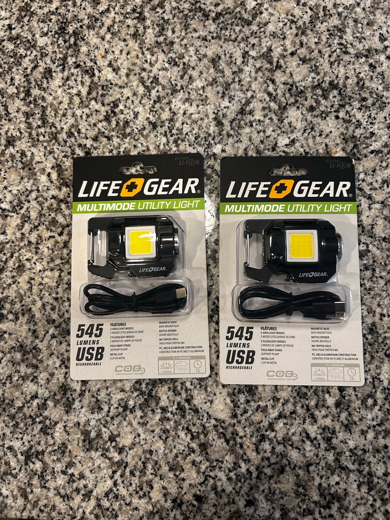 2 Life+Gear Multimode Utility Light 545 Lumens USB Rechargeable