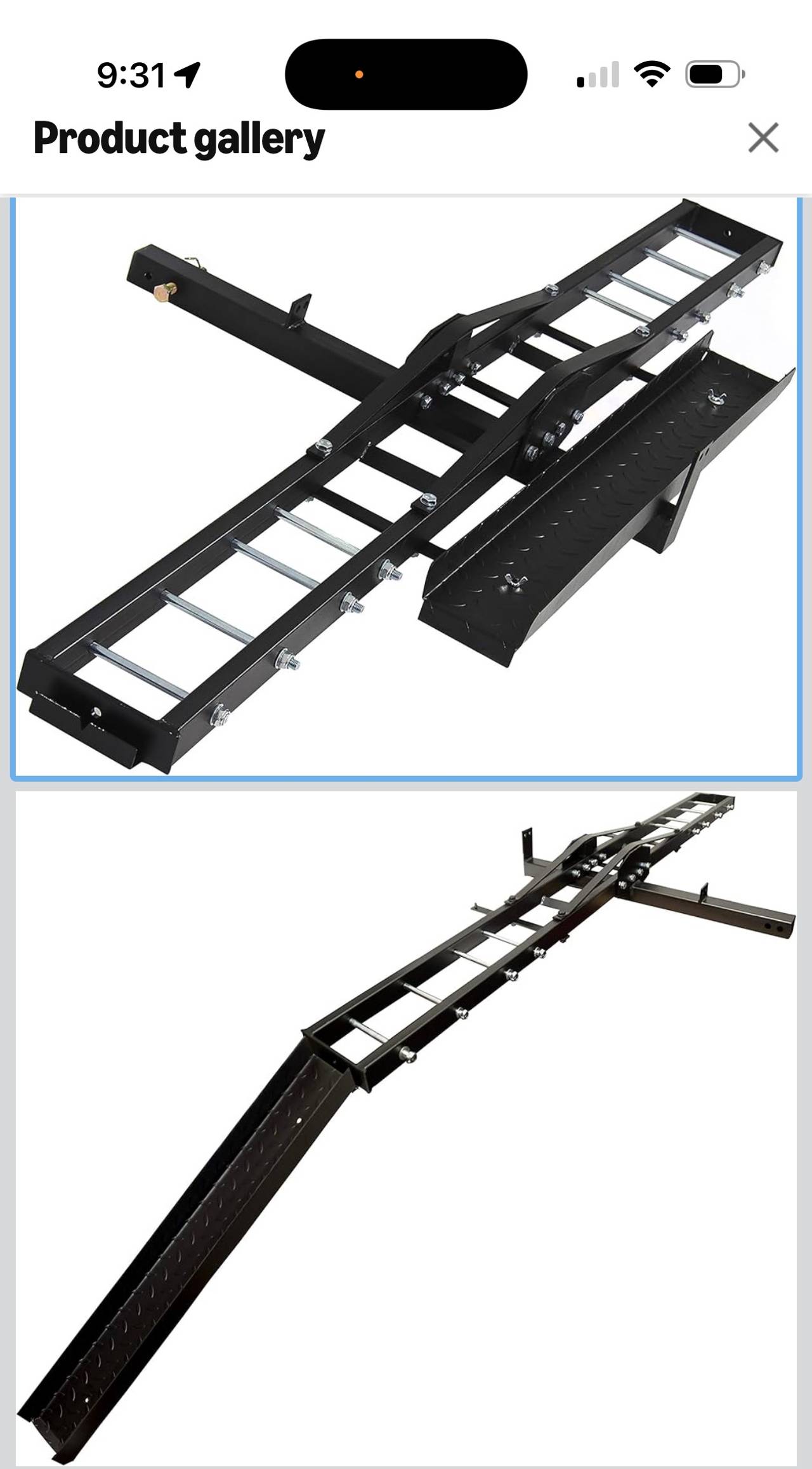 Steel Motorcycle Hitch Mount Carrier with Loading Ramp