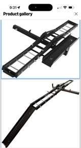 Steel Motorcycle Hitch Mount Carrier with Loading Ramp - Image 1