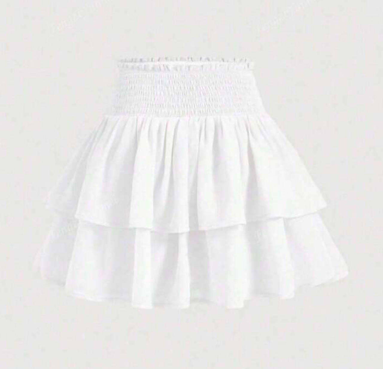 White Tiered Mini Skirt