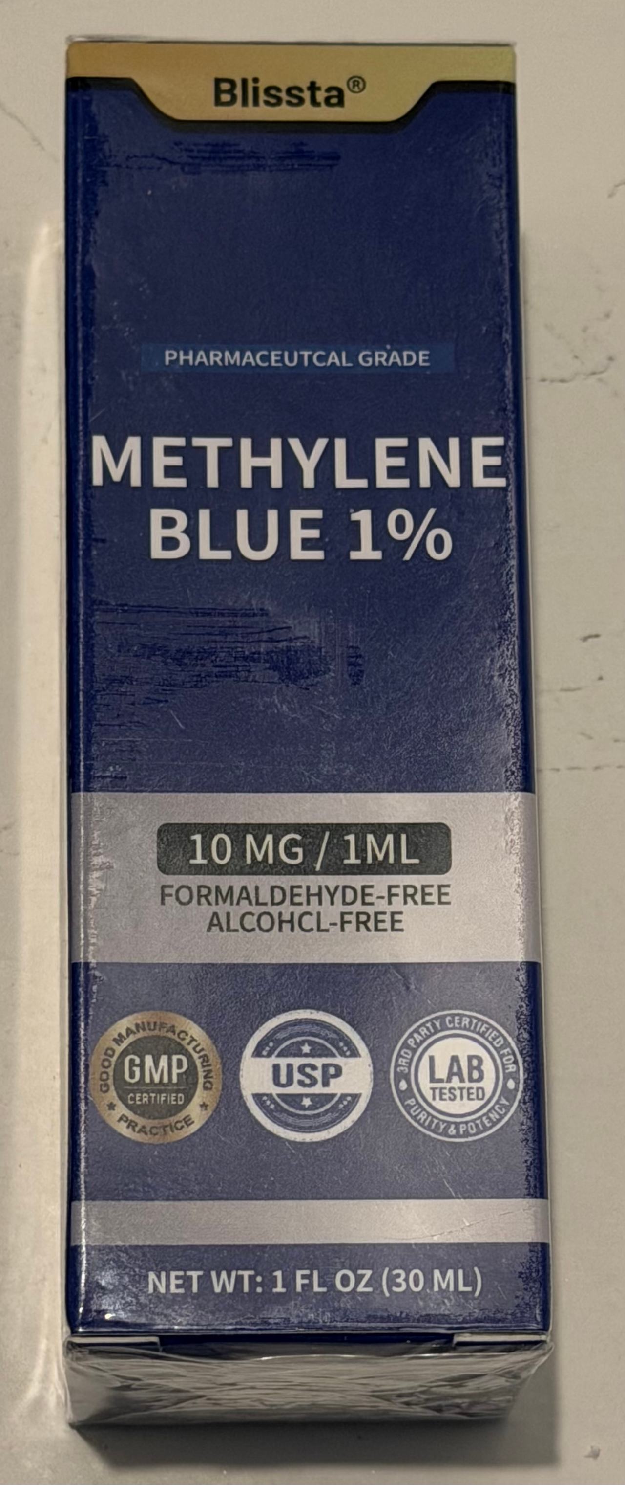 Blissta Methylene Blue 1% Pharmaceutical Grade Solution New Unopened Sealed