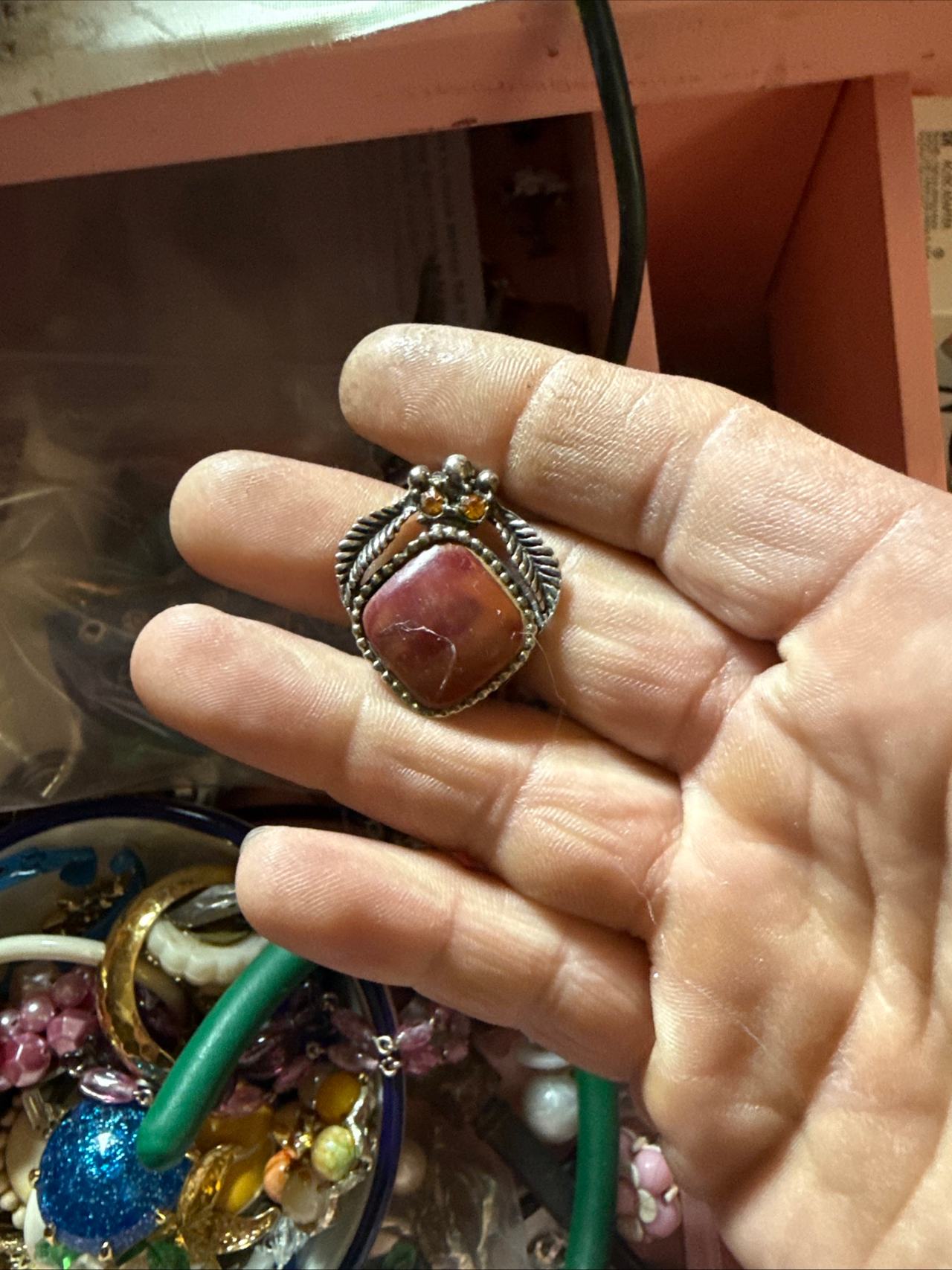 Sterling Silver and Pink Stone Pendant