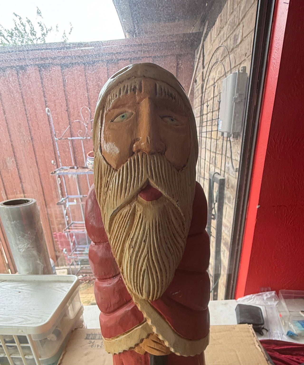 Hand Carved Wooden Santa Claus Statue