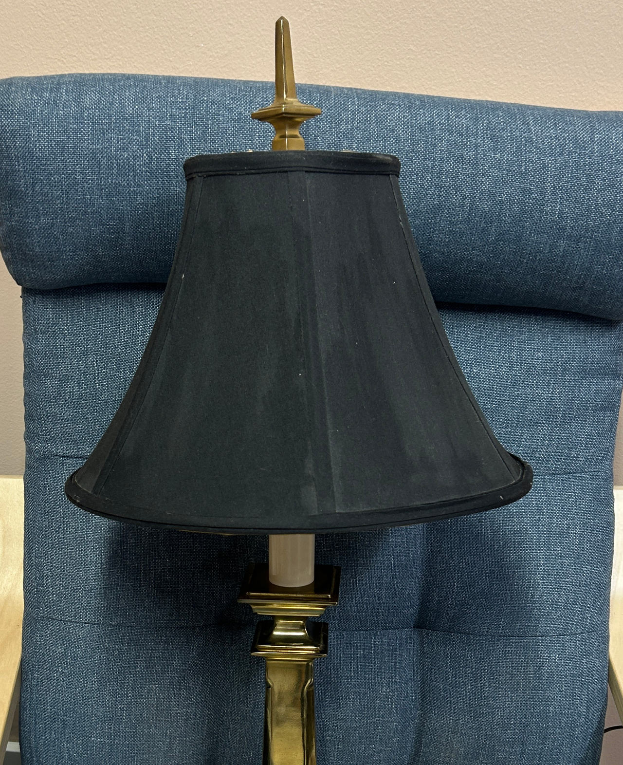 Vintage Brass Table Lamp with Black Shade