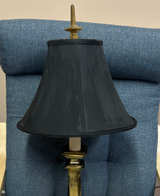 Vintage Brass Table Lamp with Black Shade - Image 1