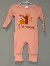 Baby Girl My 1st Halloween Ribbed Ruffle Romper - Image 1