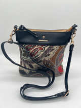 Spartina 449 Daufuskie Island Paisley Linen Leather Crossbody Bag Black Trim - Image 1